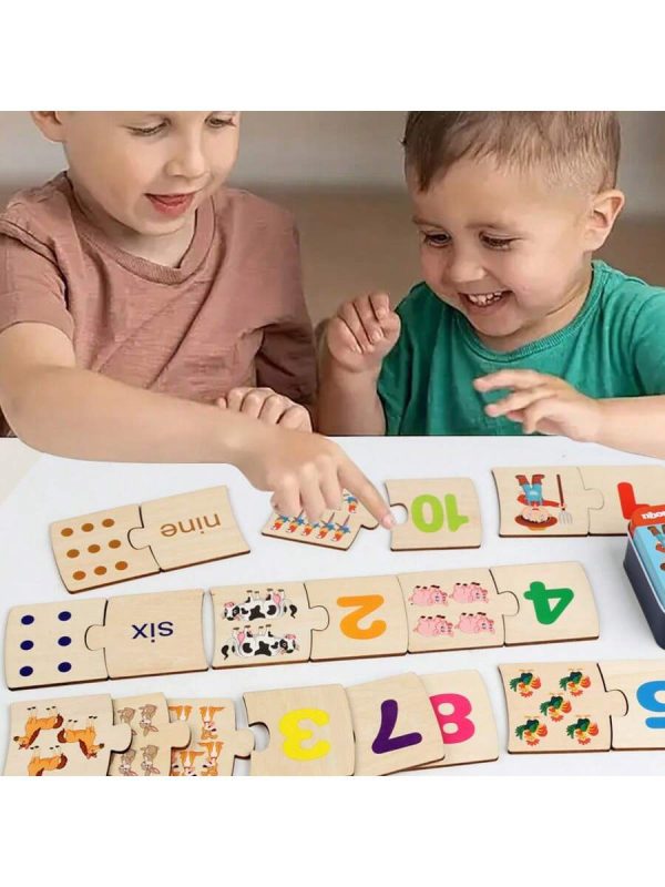Set de jouets montessori en bois chiffres anglais – Image 3
